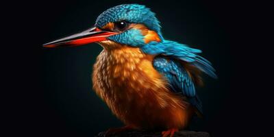 Bright image of a kingfisher in the forest. Ornithology. Generative AI photo