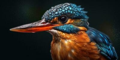 Bright image of a kingfisher in the forest. Ornithology. Generative AI photo