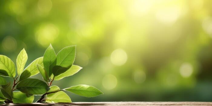 Beautiful floral, green background with space for text. Spring background. Generative AI photo