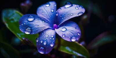 maravilloso bígaro flor con gotas de lluvia. generativo ai foto