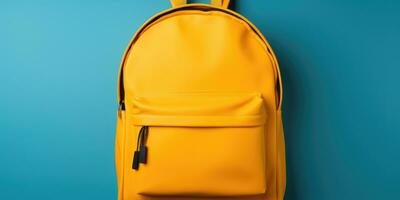 bright school backpack with space for text, celebration of the new school year. Generative AI photo