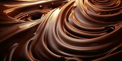 Liquid milk chocolate, top view. Generative AI photo