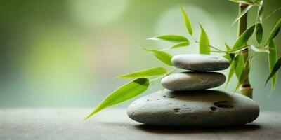 Bamboo and stones, spa salon concept, background. Generative AI photo