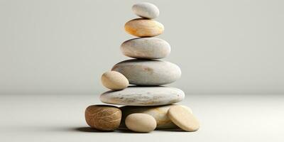 Stones on white background, spa salon concept. Generative AI photo