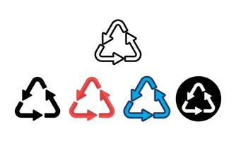 Recycling arrow vector icon set on white background. with various styles. arrow icon for your web site design, logo, app, UI. arrows indicate direction symbols. curved arrow.