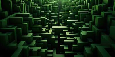 Abstract background, labyrinth in green color. Generative AI photo