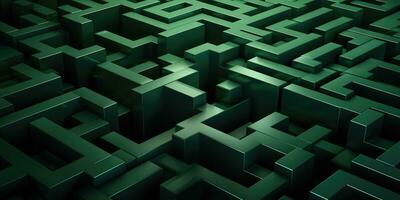 Abstract background, labyrinth in green color. Generative AI photo