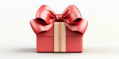 gift box with bow isolated on white background. Generative AI photo