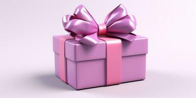 gift box with bow isolated on white background. Generative AI photo