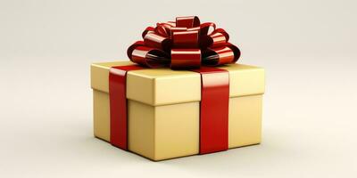 gift box with bow isolated on white background. Generative AI photo