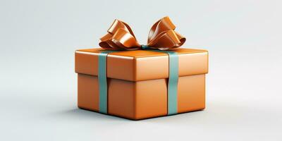 gift box with bow isolated on white background. Generative AI photo