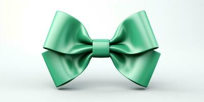 Green bow on a white background, Generative AI photo