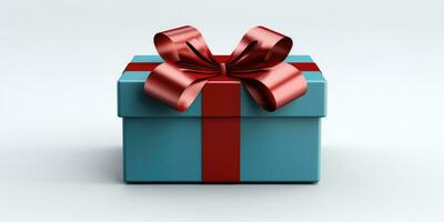 gift box with bow isolated on white background. Generative AI photo