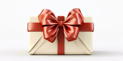 gift box with bow isolated on white background. Generative AI photo