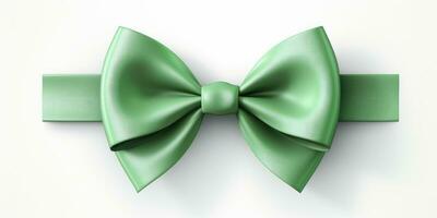 Green bow on a white background, Generative AI photo