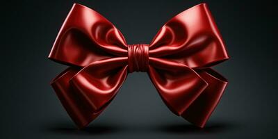 Red bow on a Black background, Generative AI photo