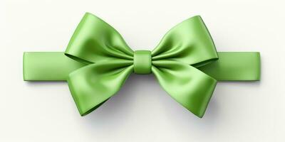 Green bow on a white background, Generative AI photo