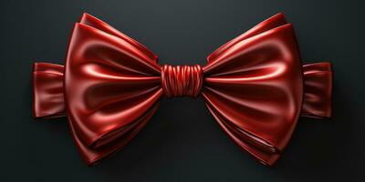 Red bow on a Black background, Generative AI photo