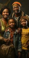 African family at the airport. Travel and vacation. Generative AI photo
