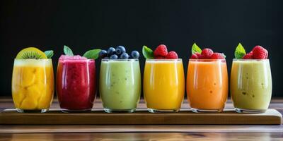 Fresh fruit juice and vegetable smoothie. Generative AI photo