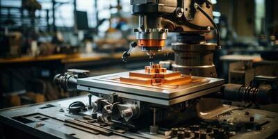 Milling machine during cutting operation. Generative AI photo