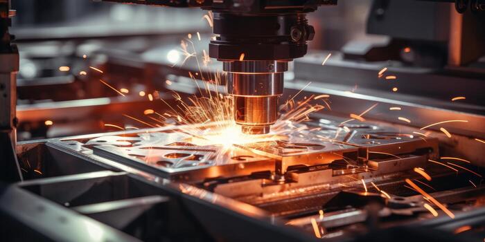A CNC router cuts a part with a solid ball end mill. Generative AI photo