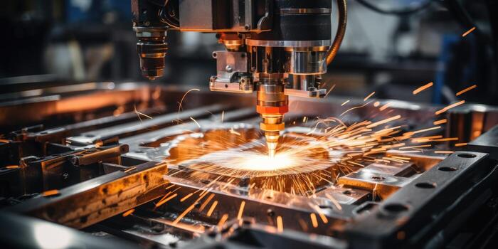 A CNC router cuts a part with a solid ball end mill. Generative AI photo