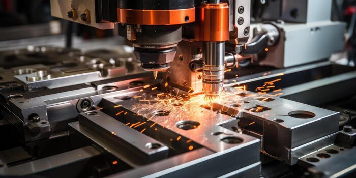 A CNC router cuts a part with a solid ball end mill. Generative AI photo