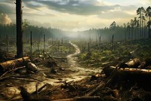 a scenic dirt road winding through a dense forest photo