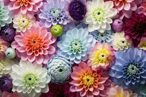 un vibrante ramo de flores de multicolor flores foto