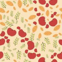 Autumn pattern background with seasonal objects Vector