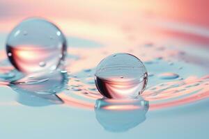 un vibrante agua soltar en un vistoso antecedentes foto