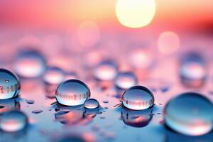 Water droplets on a table surface photo