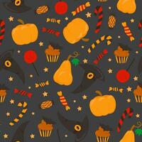 Halloween sweet candy pattern. sweet candies, scary bat lollipop and sweets. Vector Image. Vector illustration