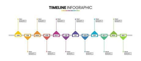 cronograma calendario infografía modelo 12 meses, 1 año. presentación elementos con 12 opciones o pasos. vector