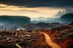 a scenic dirt road winding through a lush forest photo