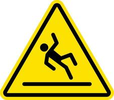 Slippery, Wet Floor Sign, Triangle With Yellow Background, For Print, Plot, Cut. vector