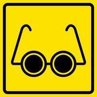 Blind Person Sign, Black Glasses On Yellow Background, Sticker, For Print, Plot, Cut vector