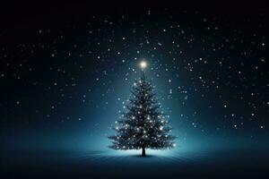 Illuminating the Night, A Christmas Tree in a Snow-Covered Field photo