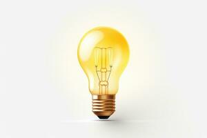 a yellow light bulb on a white background photo