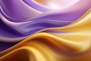flowing purple and yellow fabric created with computer graphics photo