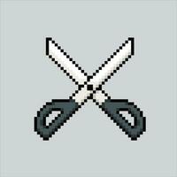 Pixel art illustration Scissors. Pixelated Scissors. Scissors icon pixelated for the pixel art game and icon for website and video game. old school retro. vector