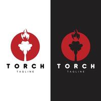 Torch Flame Logo Simple Vector Design Retro Illustrator Template