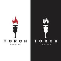 Torch Flame Logo Simple Vector Design Retro Illustrator Template