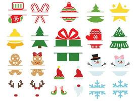 Navidad marcos vector ilustración con símbolos de Navidad. niños Navidad diseño aislado bueno para Navidad saludos tarjetas, póster, imprimir, pegatina, invitaciones, bebé camiseta, taza, regalos.