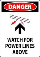 Danger Sign Watch For Power Lines Above vector