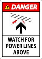 Danger Sign Watch For Power Lines Above vector