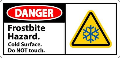 Danger Sign Frostbite Hazard, Do not Touch Cold Surface vector