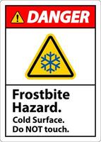 Danger Sign Frostbite Hazard, Do not Touch Cold Surface vector