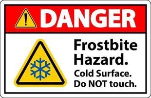 Danger Sign Frostbite Hazard, Do not Touch Cold Surface vector